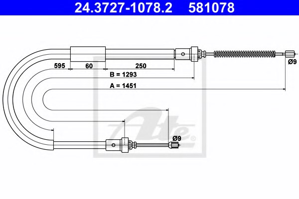 ATE 24.3727-1078.2 Cable, parking brake